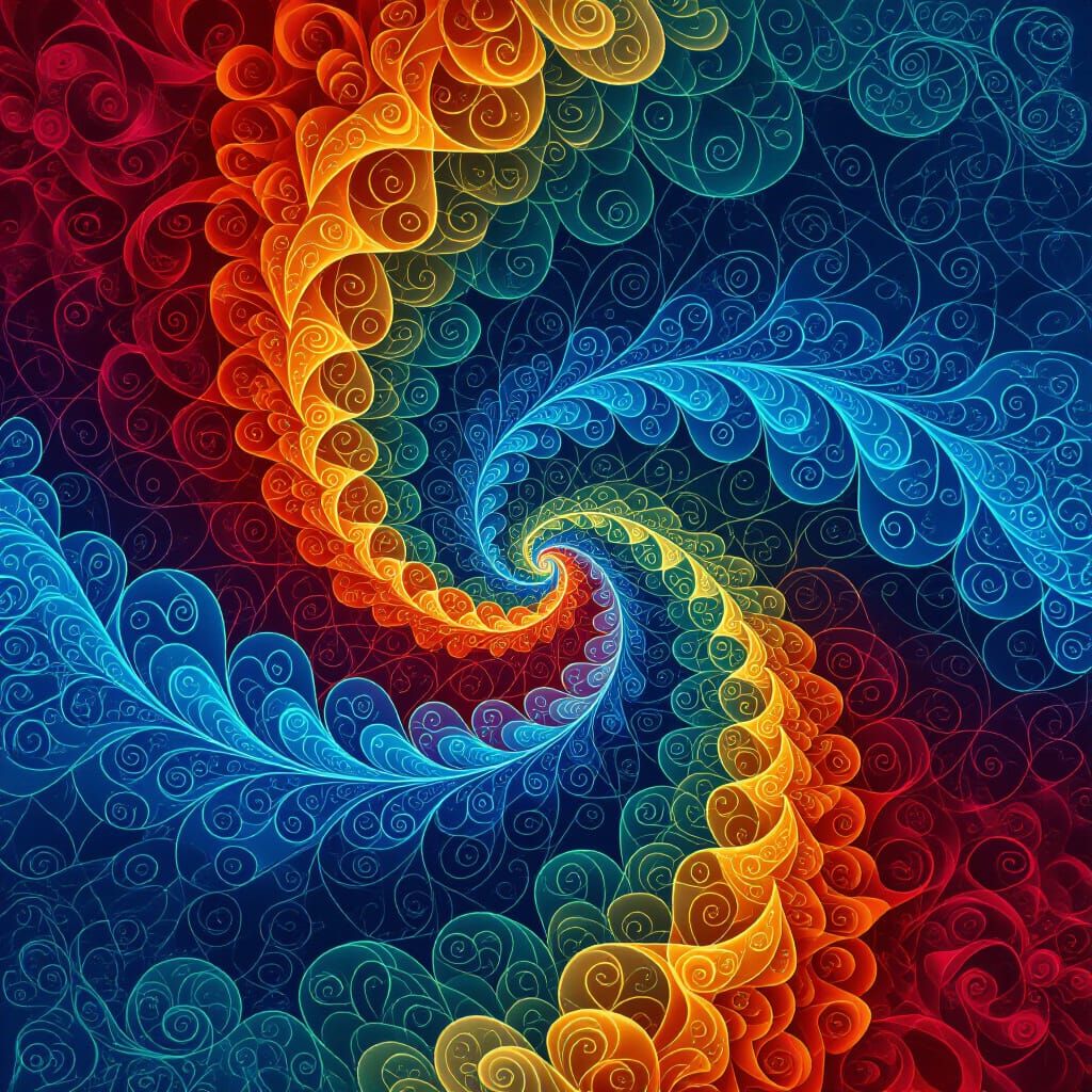 Fantastical Abstract Art with Deep Colors and Intricate Deta...