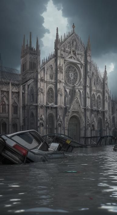Post-Apocalyptic Flooded Duomo di Milano in 4K