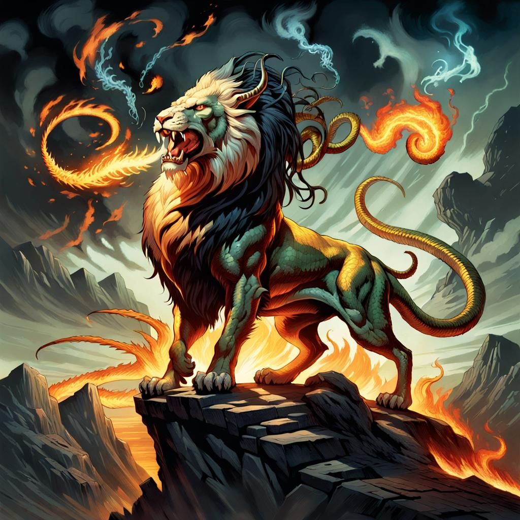 Noble Chimera Breaths Fire: Comic Book Art
