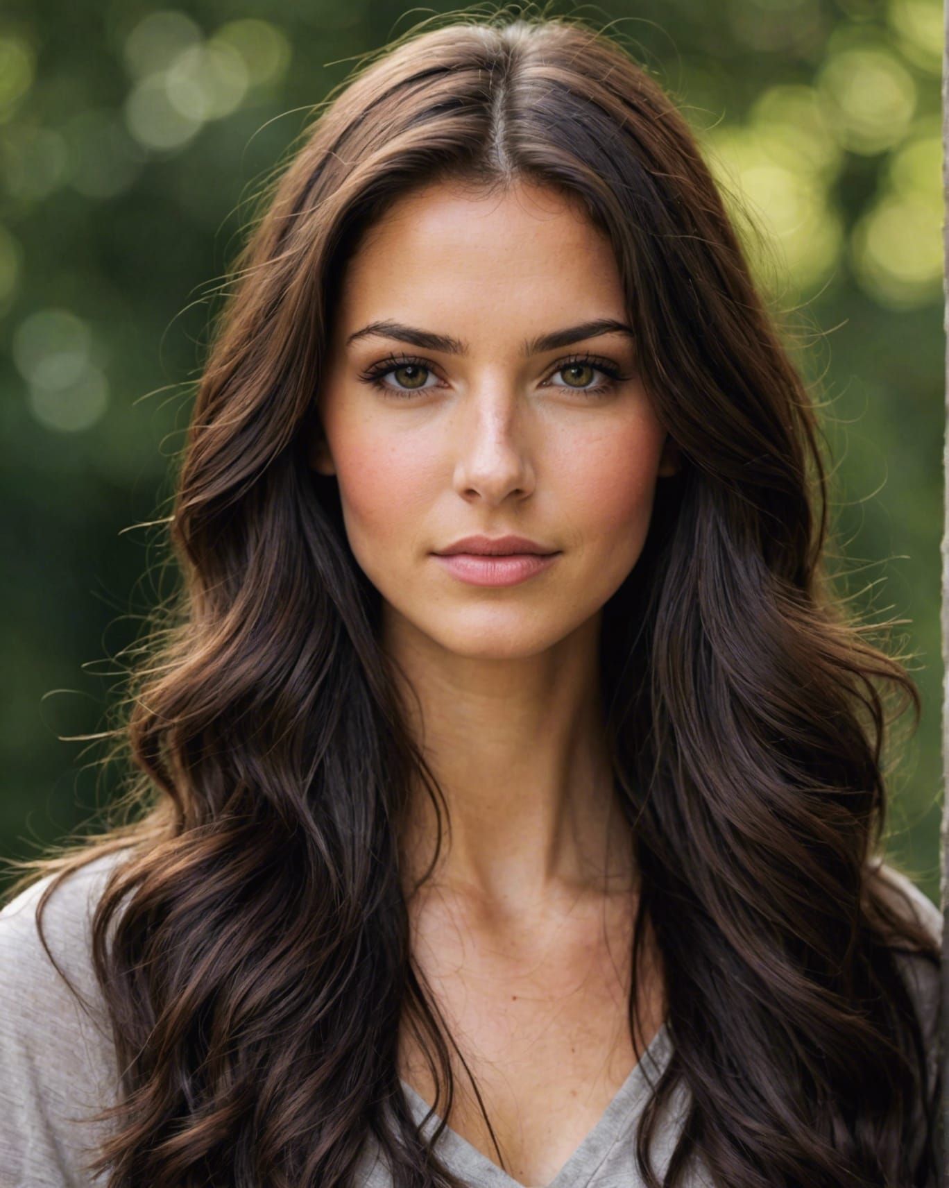 Beautiful Young Woman with Long Brown Hair