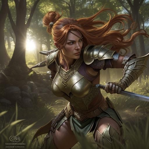 Fantasy Warrior Defends Against Goblin Horde