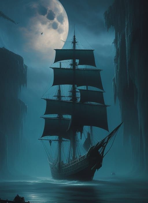 Eerie Pirate Ghost Ship Emerges from Fog