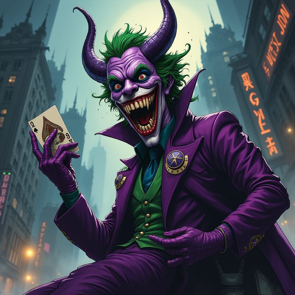 Green Goblin Joker Hybrid in Dark Comic Style