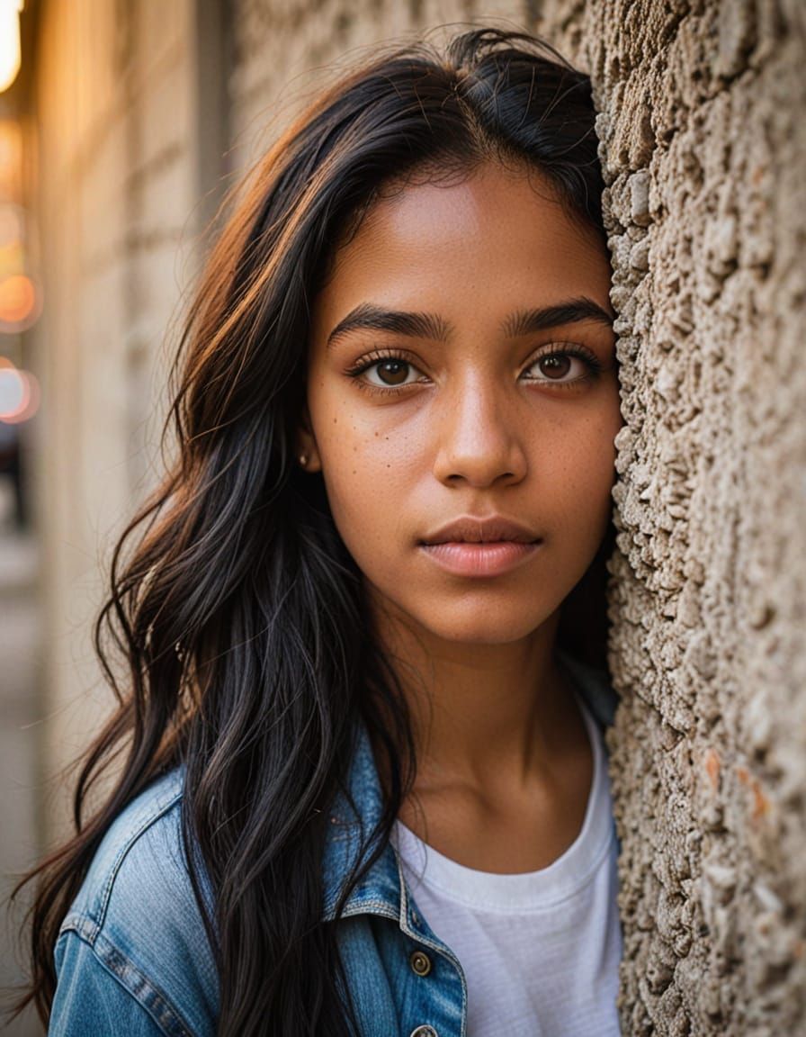 Dominican Woman in Urban Grunge Style Street Photography