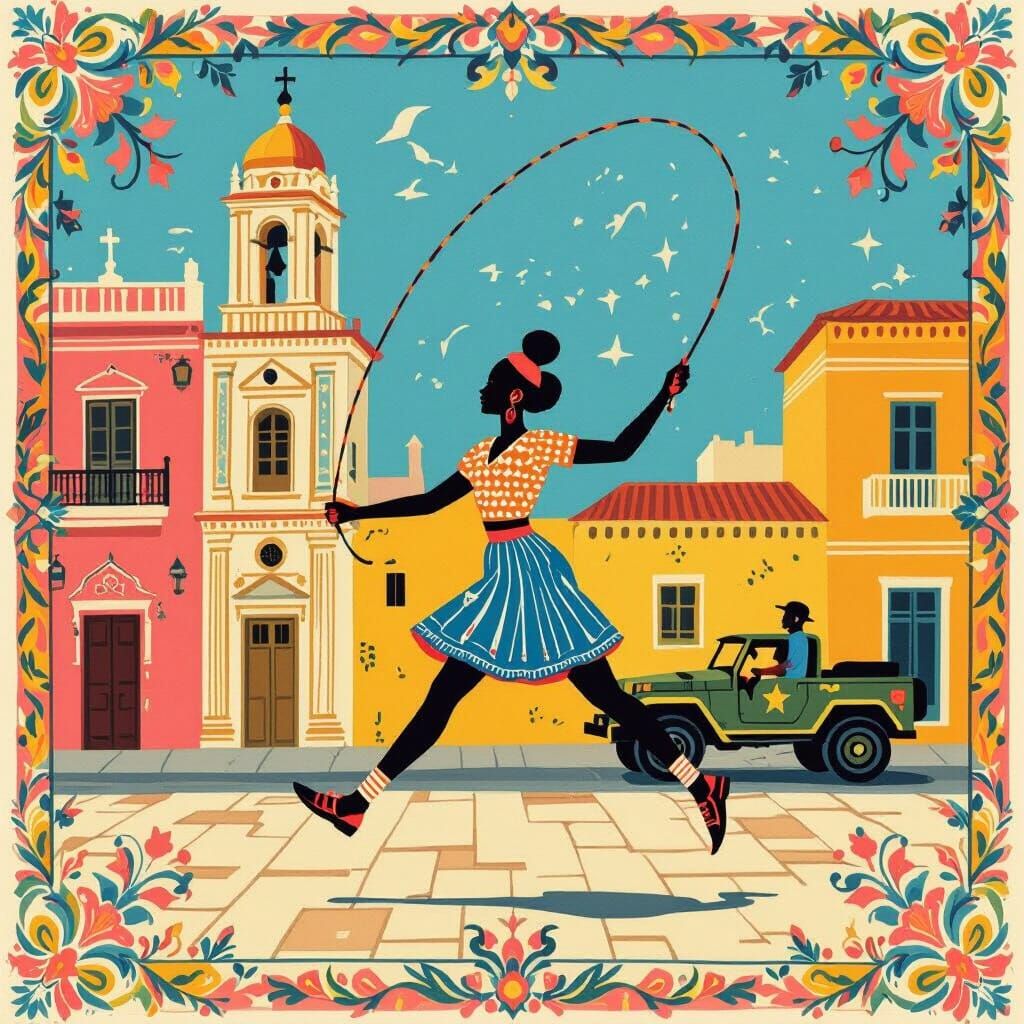 Beautiful day for skipping rope, not a care in the world