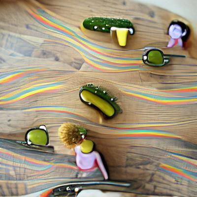 Pickle Hair Clips Eating Rainbows: Whimsical Fun