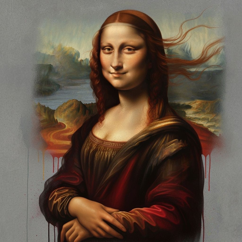 Modern Mona Lisa in Studio with Mischievous Smile