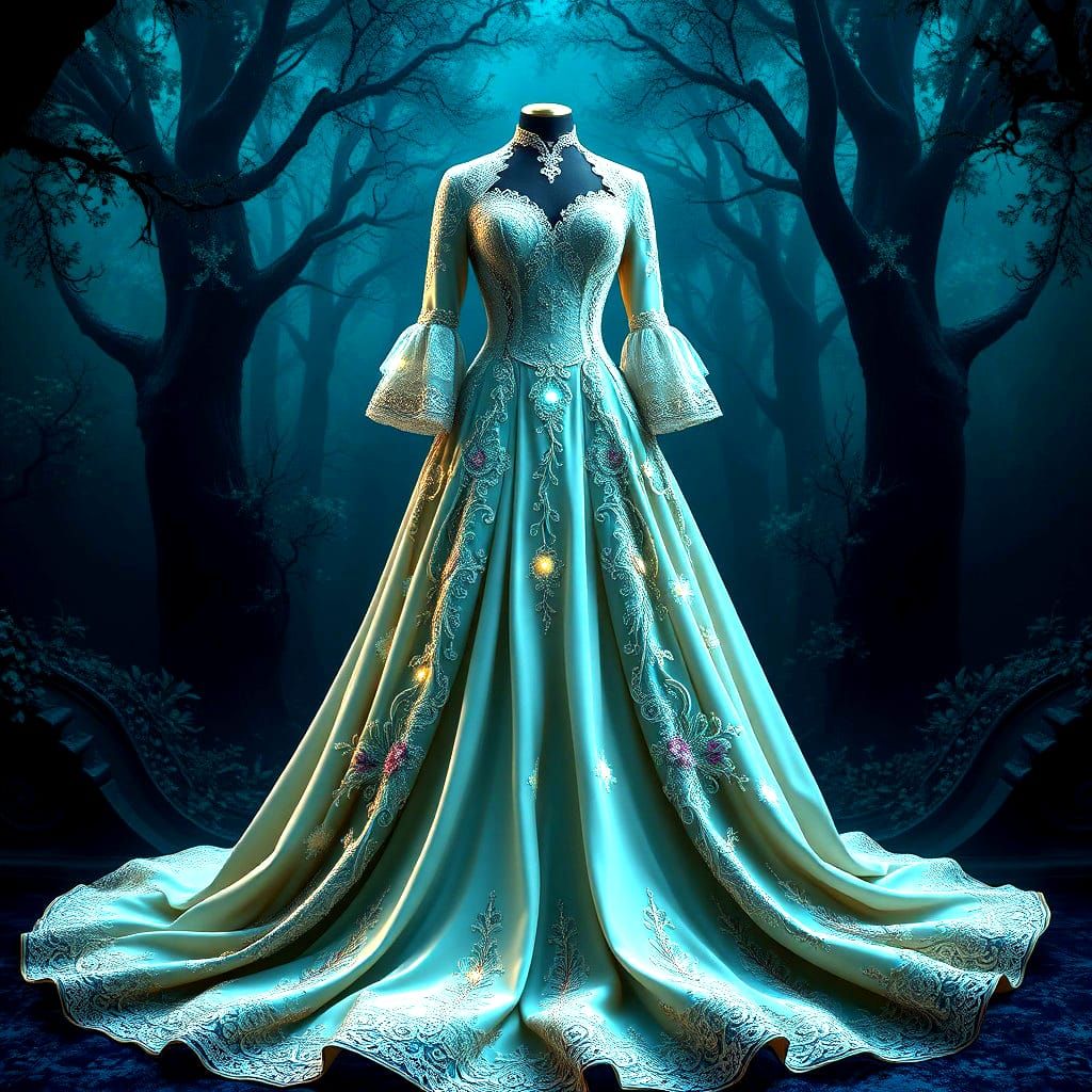 Stunning French Designer Dress in Detailed Matte Painting