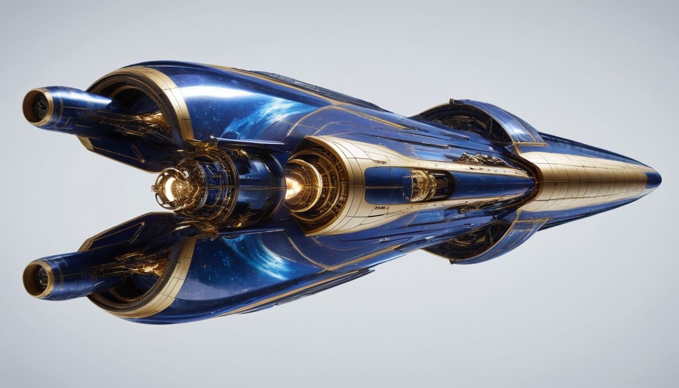 Cyberpunk Starship Emerges from Hyperspace in Cosmic Canvas