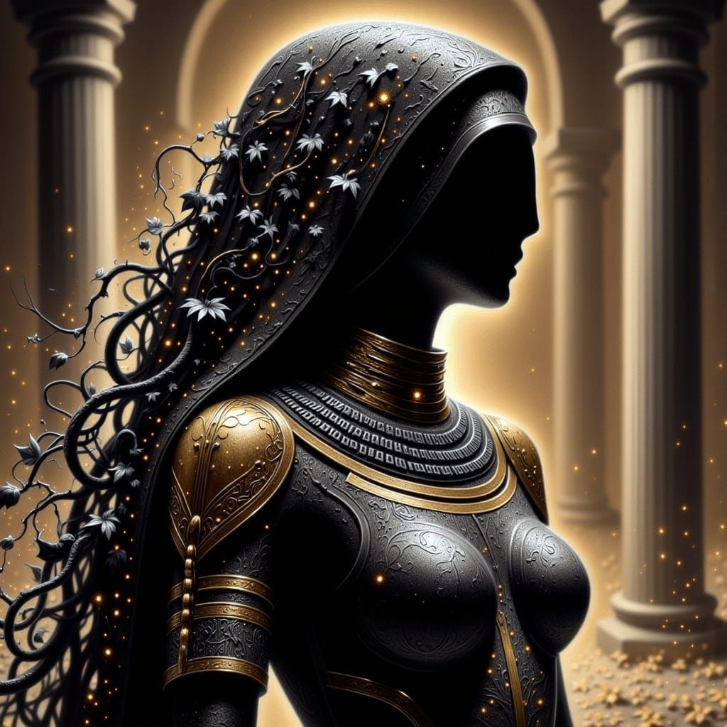 Cleopatra in Gold Exosuit: Macabre Surrealism