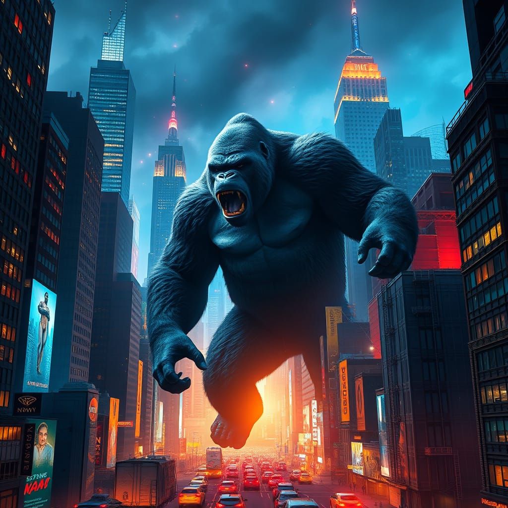 Majestic King Kong Amidst New York City Skyscrapers