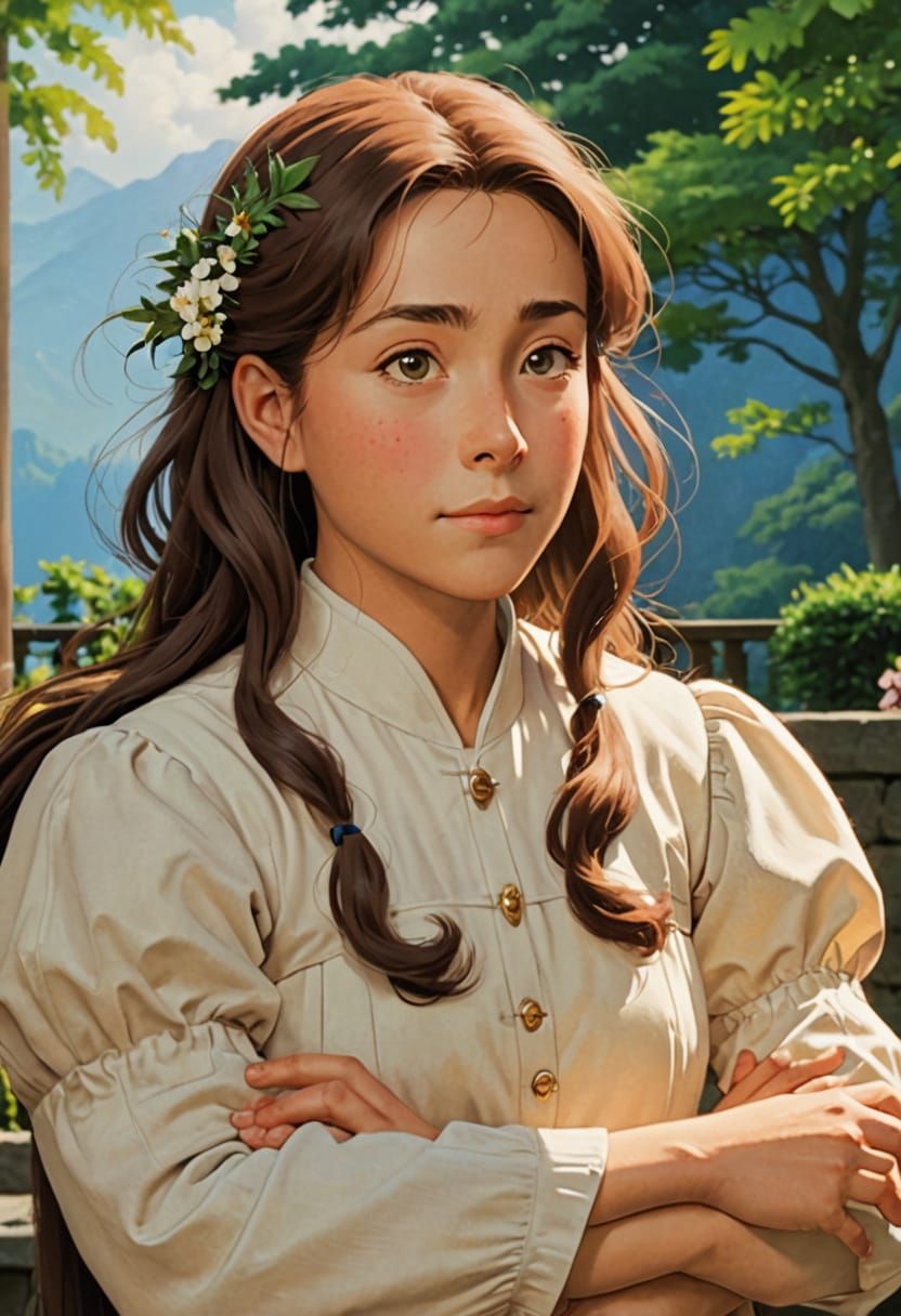 Surreal Anime Portrait in Whimsical Studio Ghibli Style