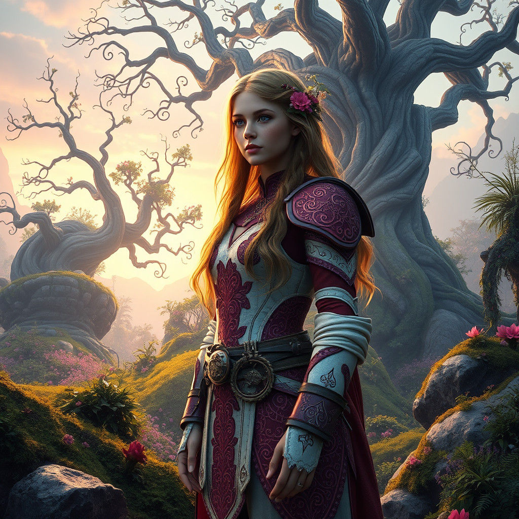 Druidess in Mystical Landscape, Digital Painting