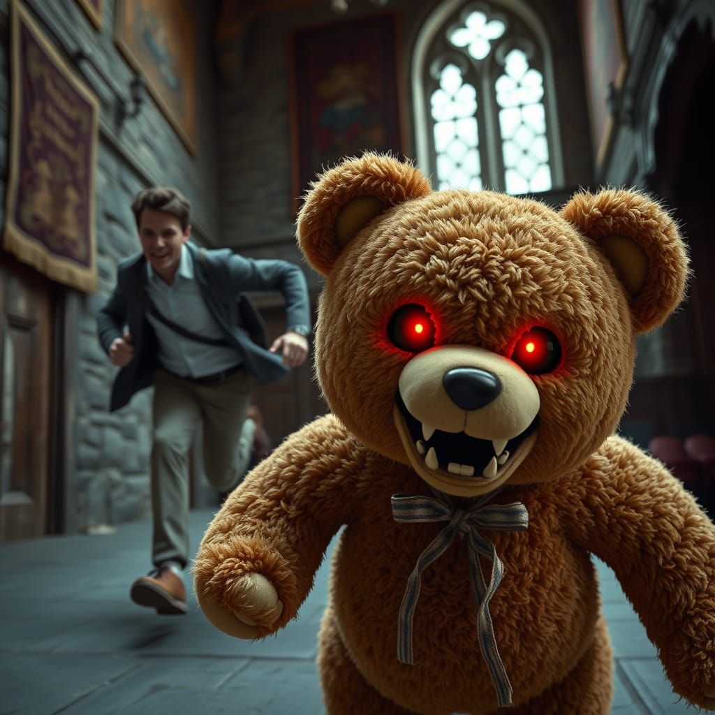 Frantic Tourist Chased by Mysterious Red-Eyed Teddy Bear in ...