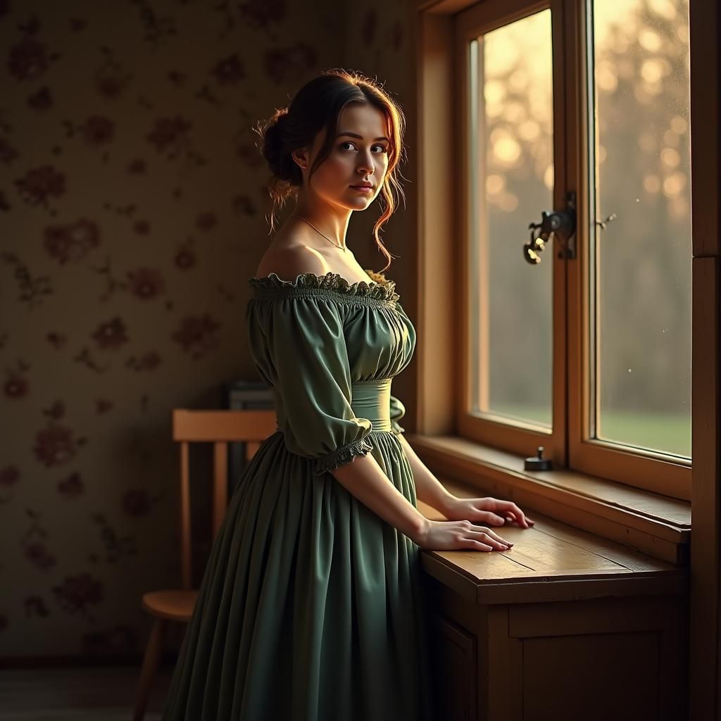 Captivating Russian Beauty in Pre-Raphaelite Portrait