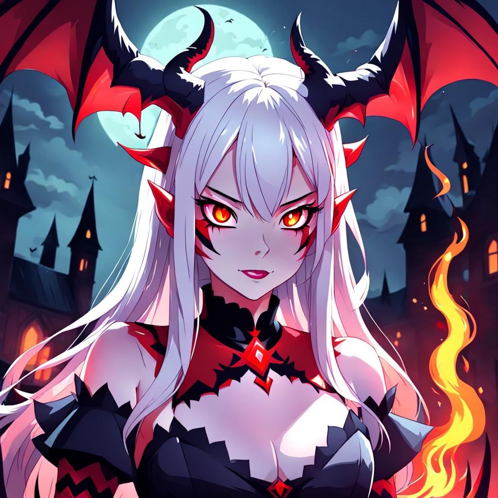 pretty demon girl in dark realm