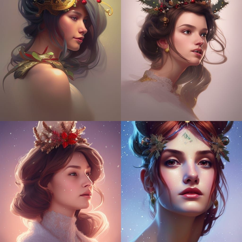 Christmas Queen Portrait in Hyperdetailed Digital Art