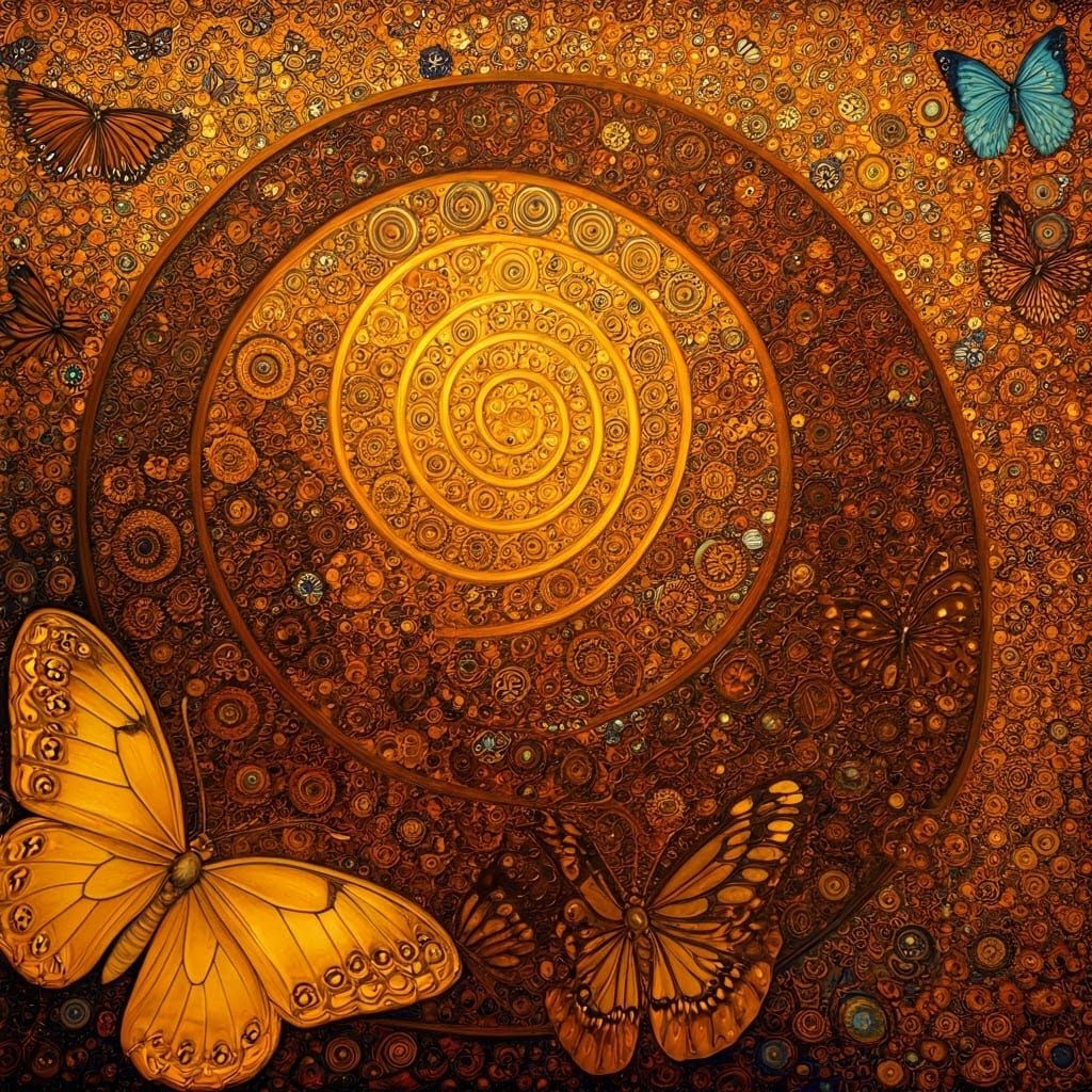 Golden Butterfly Tree with Mosaics and Spirals