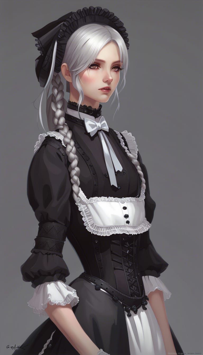 Cute Gothic Maid in Detailed Digital Art