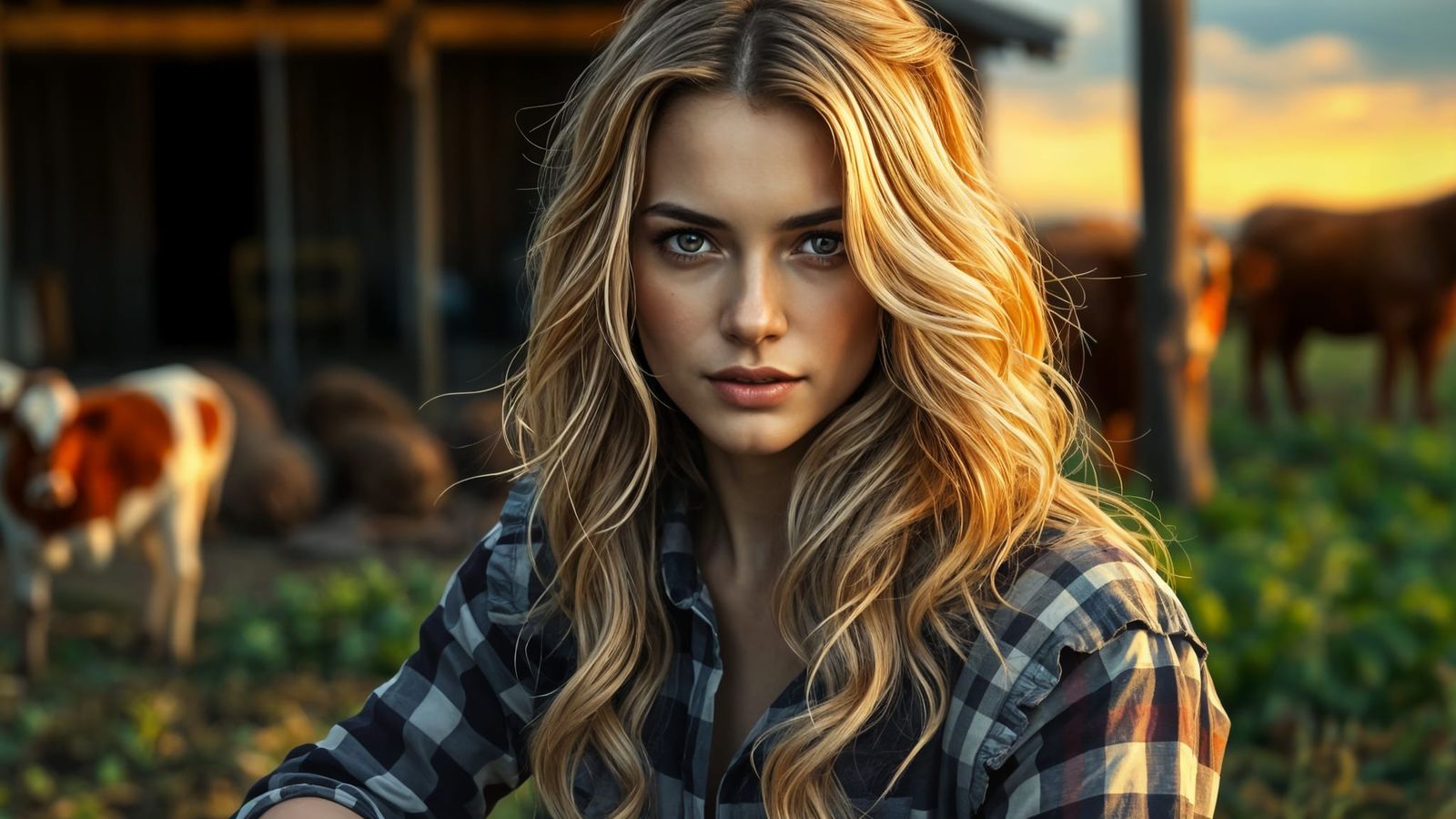 Beautiful Farm Woman in Hyperrealistic Rural Style