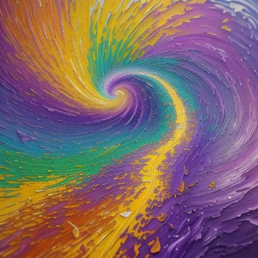 Poetry on Golden Scroll in Neo-Impressionist Style