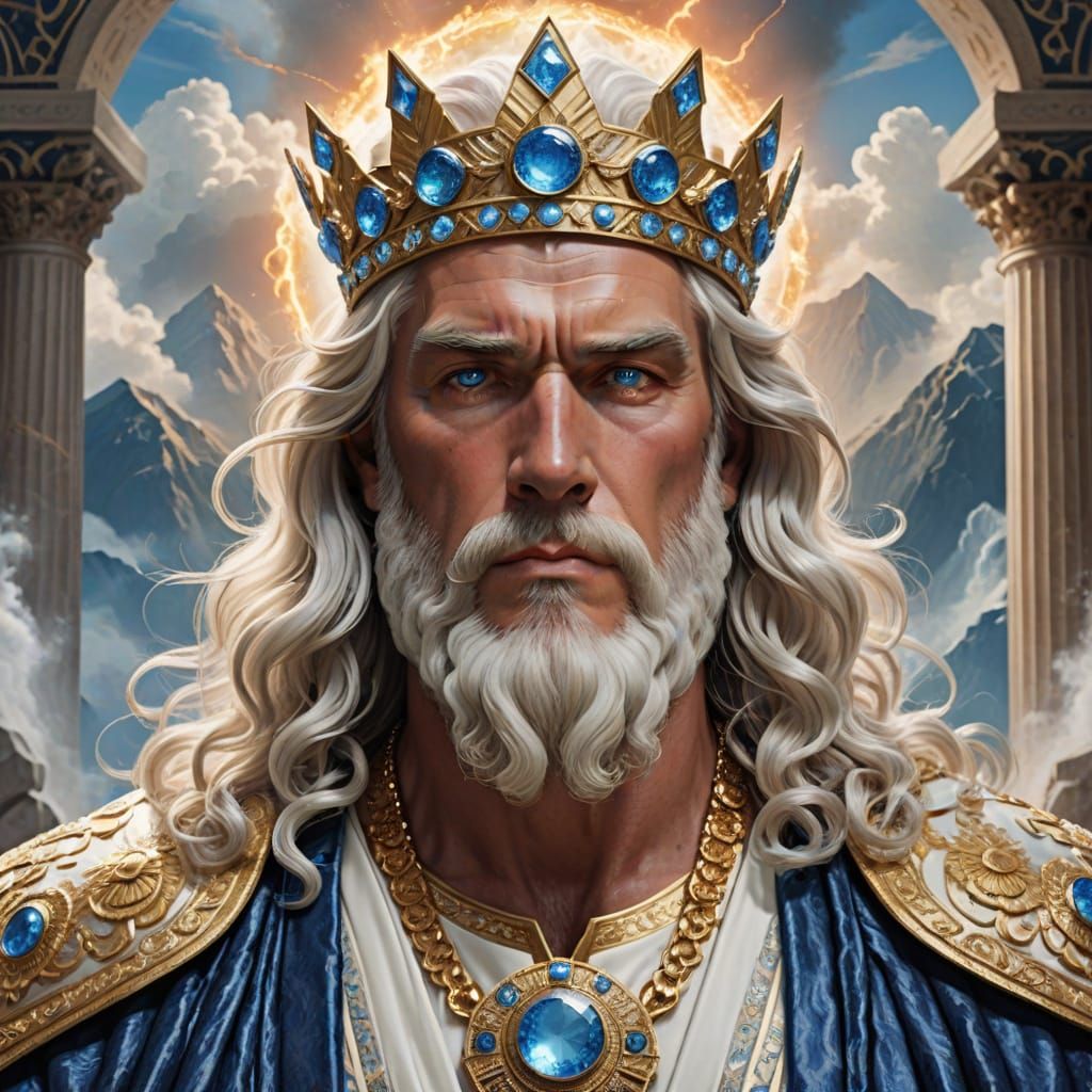 Godly Portrait of Zeus in Regal Robes