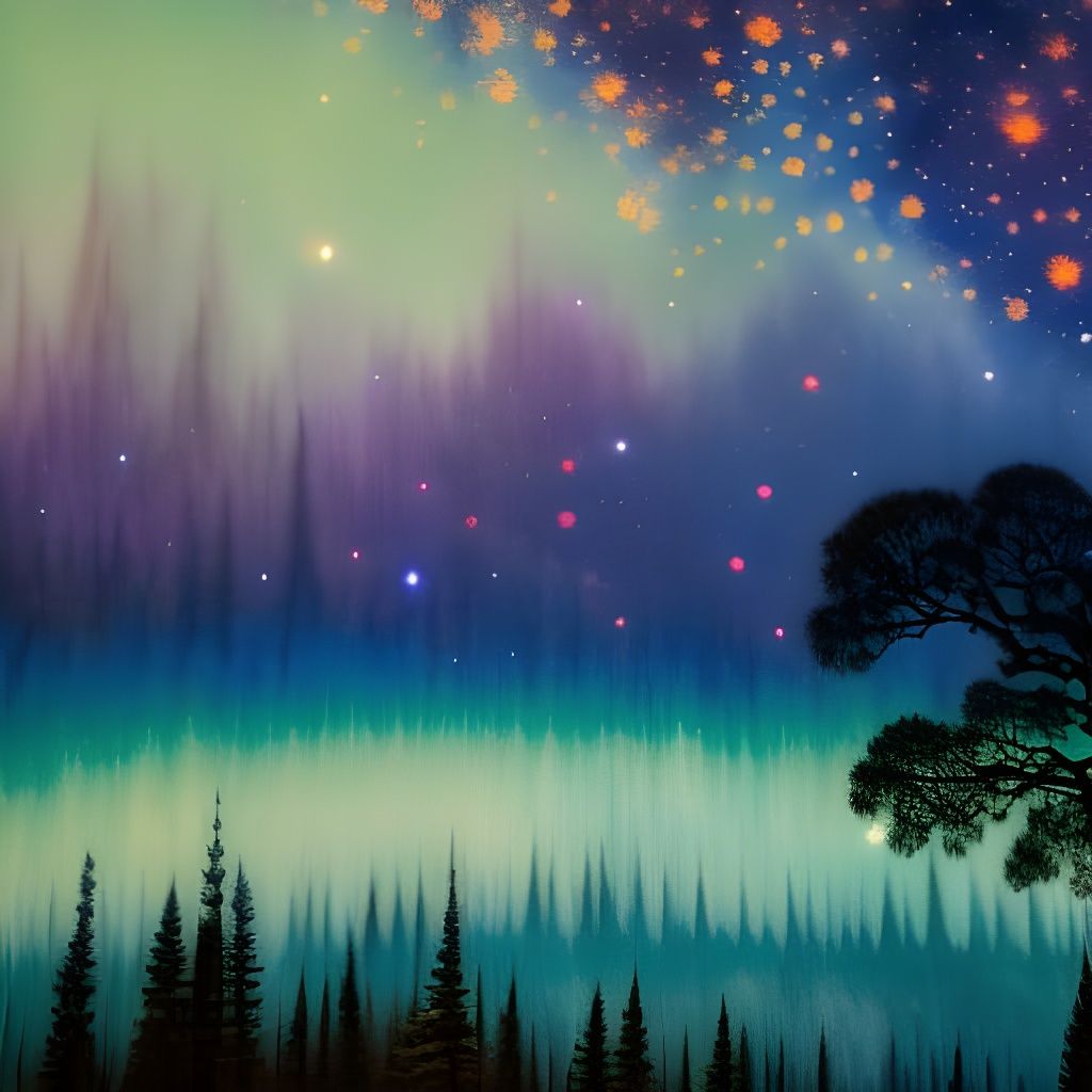 Eerie Forest Under Interstellar Sky as Fine Art