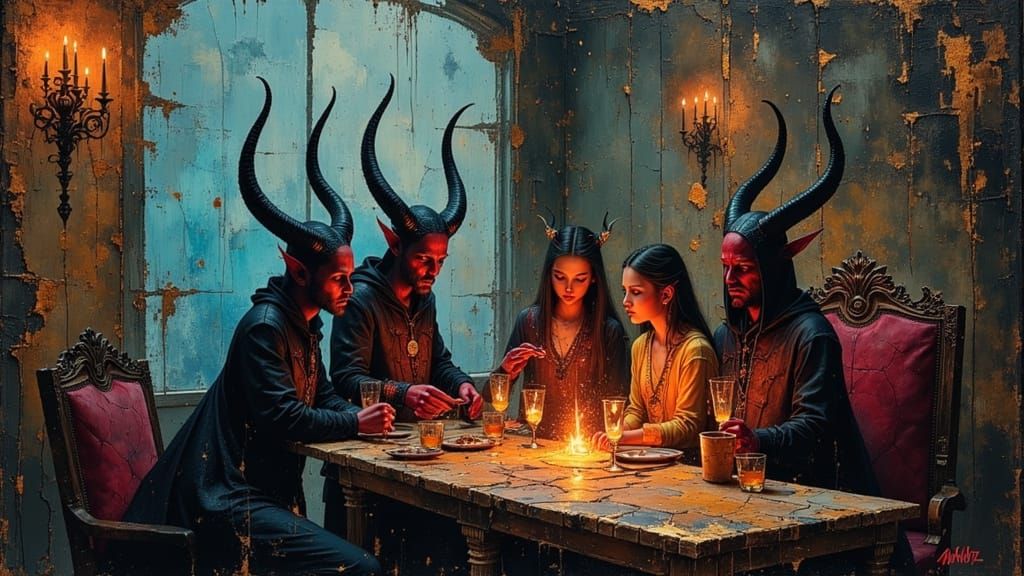 Devilish New Year Party with Tieflings and Ghosts