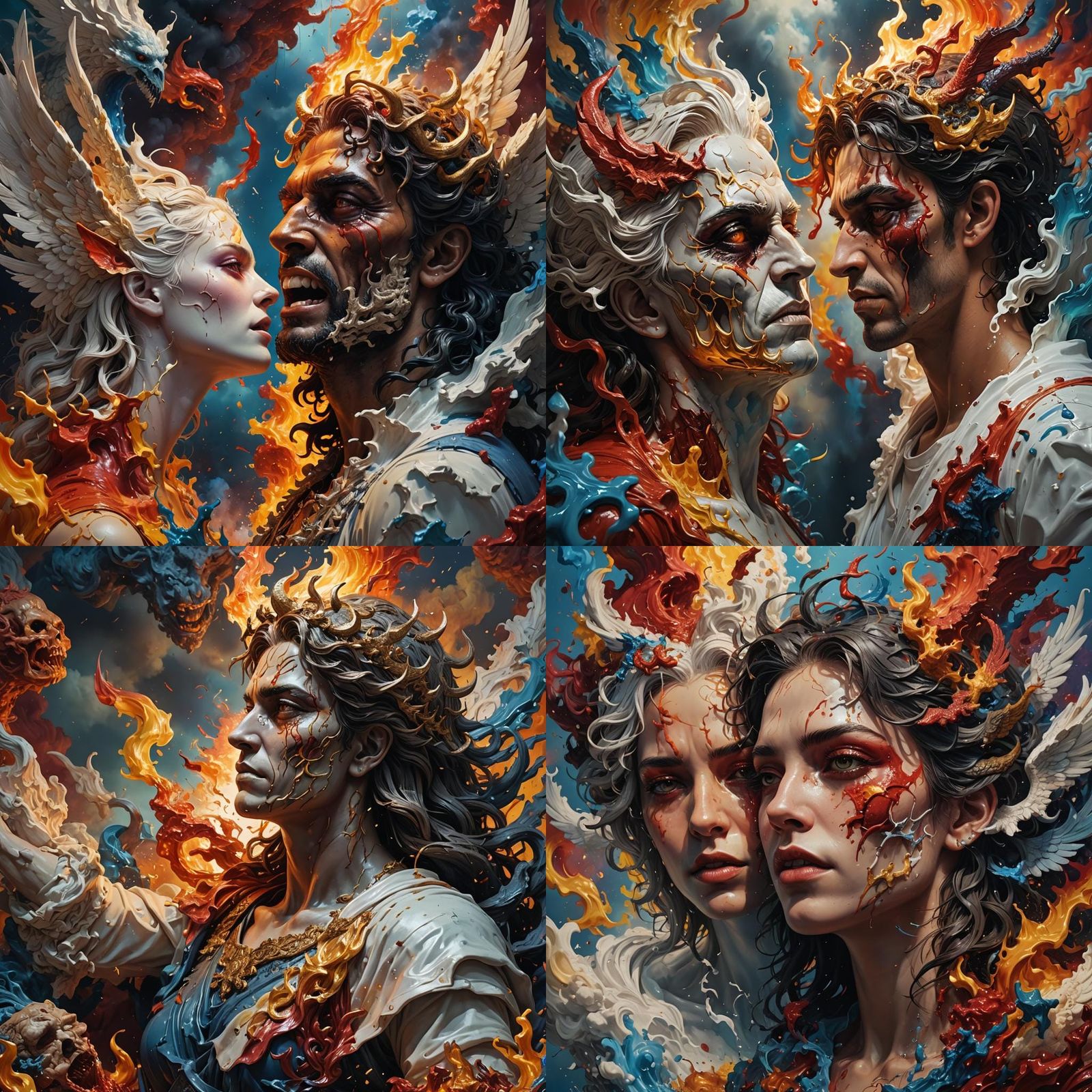 Hyperrealistic Heaven and Hell Concept Art