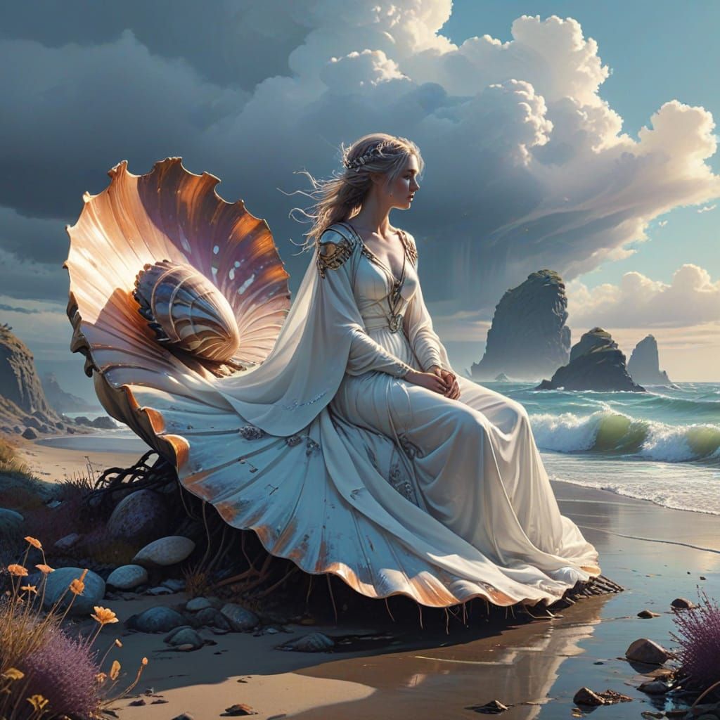 Ethereal Goddess of the Sea in Opalescent Shell
