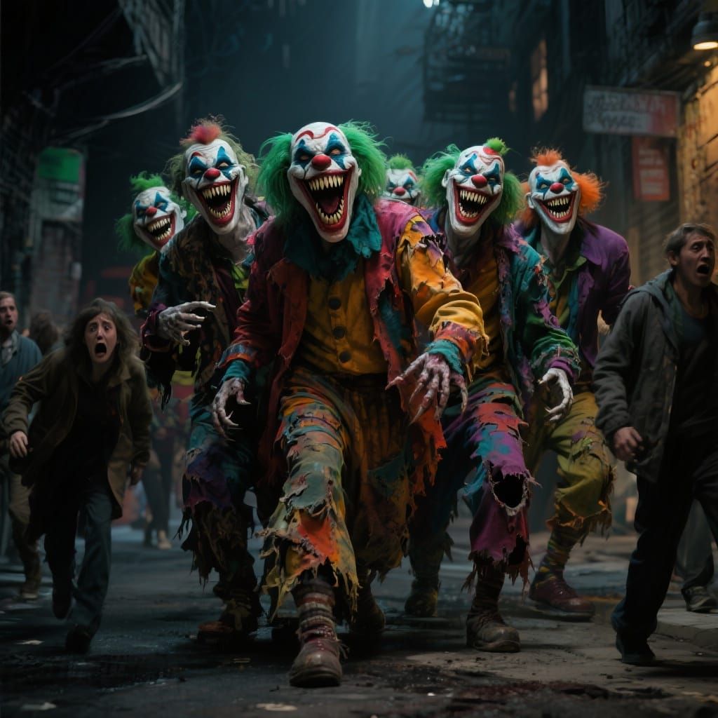 Demonic Clowns Laugh Maniacally in Hyperrealistic 3D