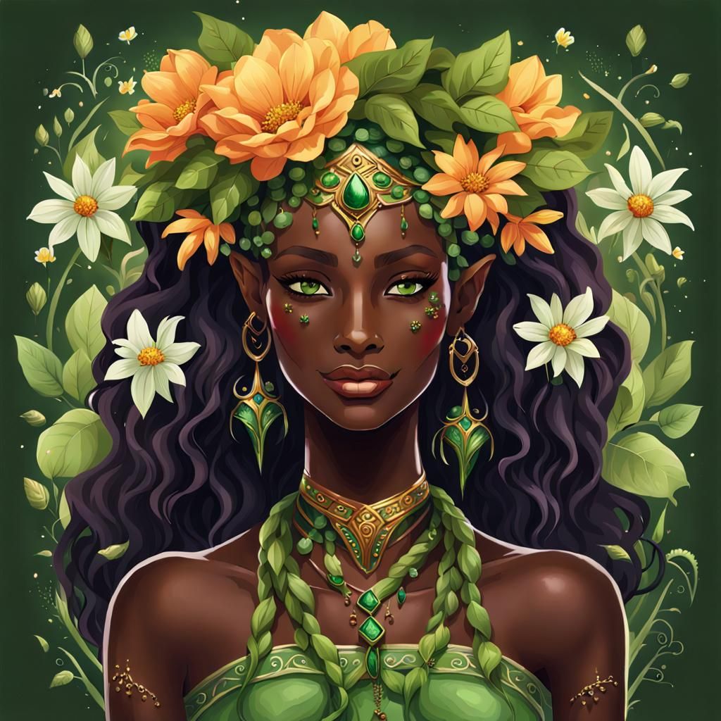 Elf Goddess of Nature with Motherly Smile
