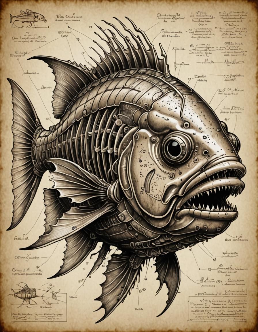 Detailed Biology Diagram of Deep Sea Fish