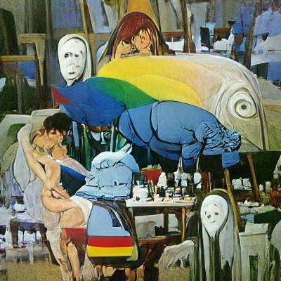 Gay Love: Surreal Concept Art in Acrylic Style