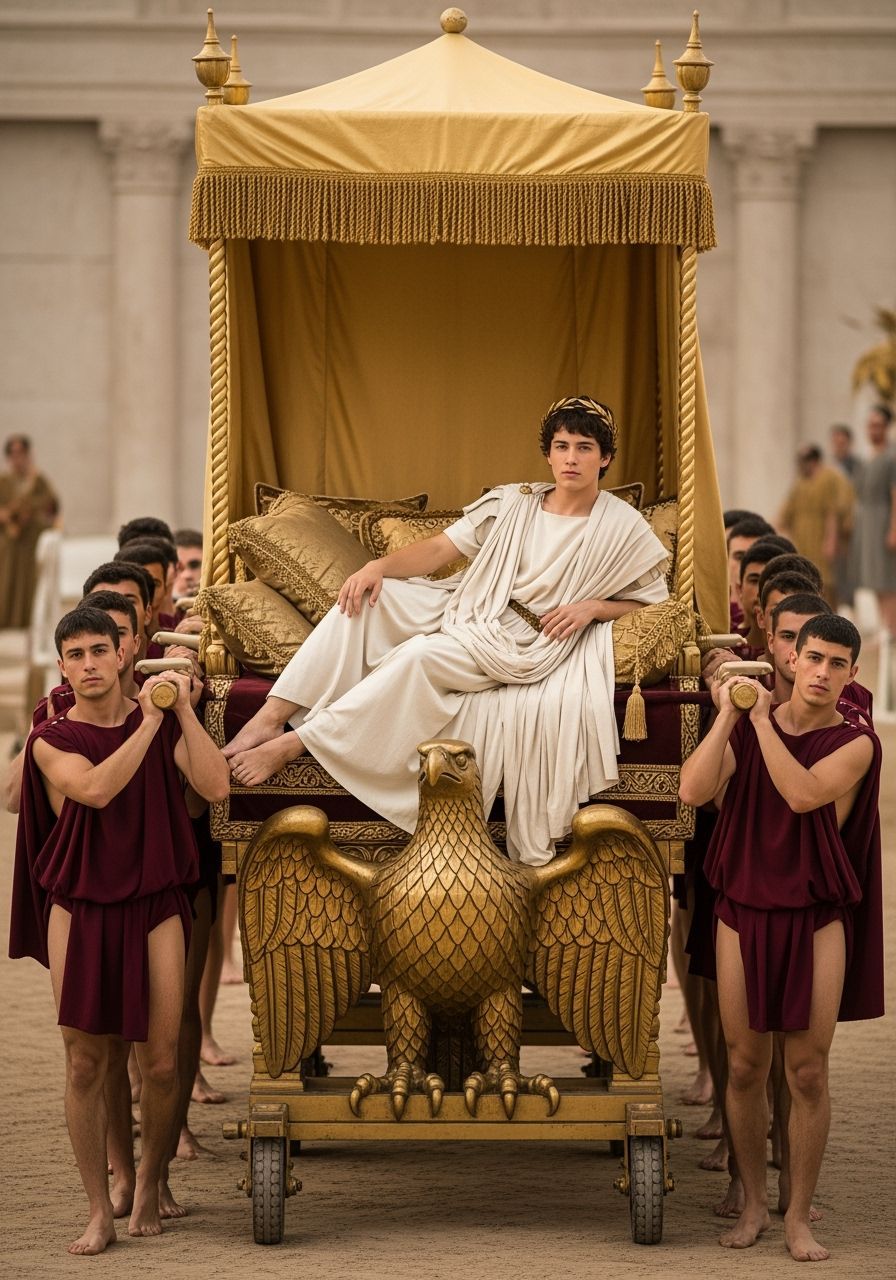 Young Emperor Lounging on Eagle Litter