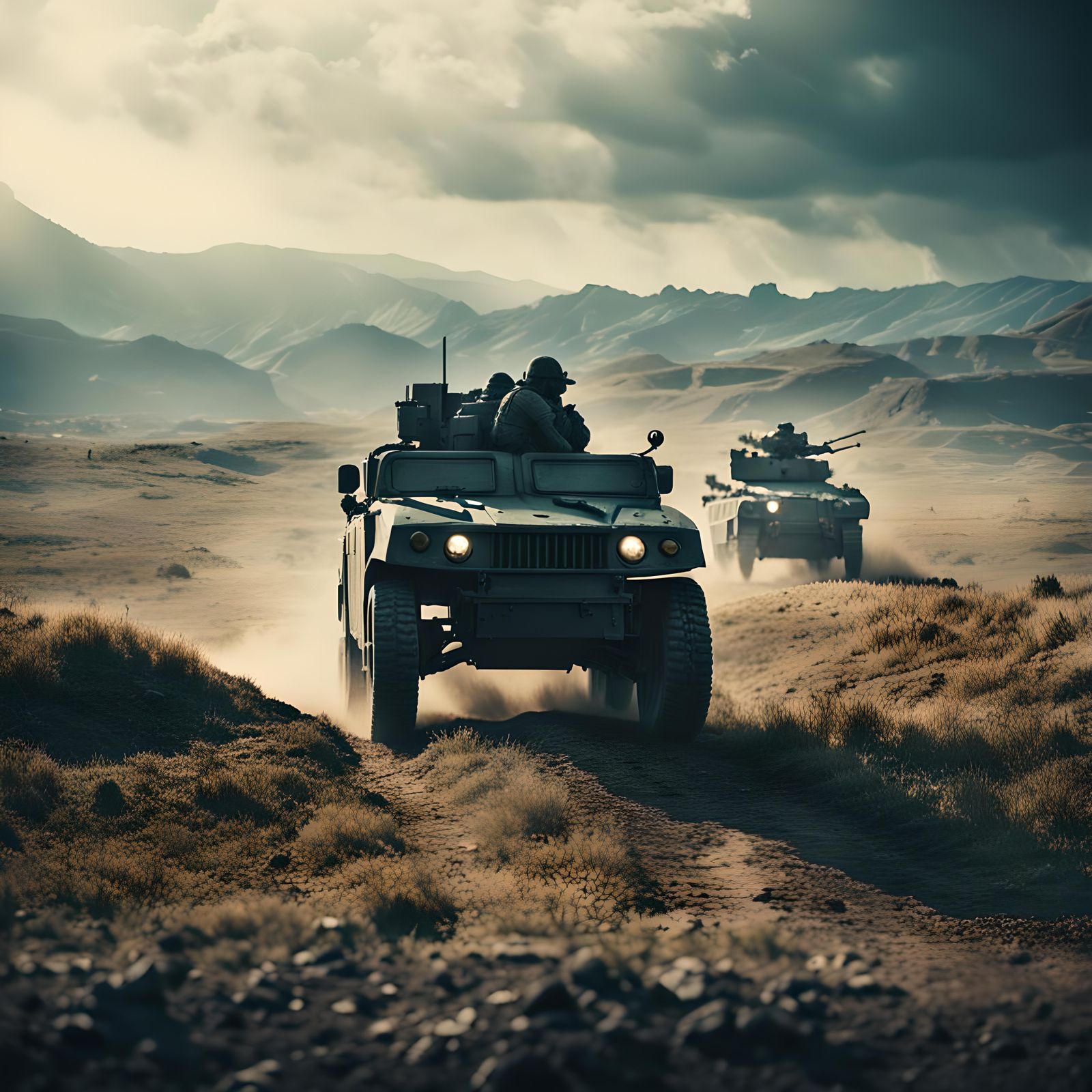 Dramatic Battlefield Scene in Cinematic Style