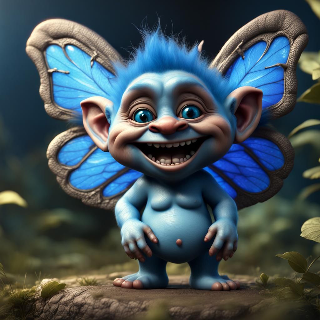 cute little funny troll with wings