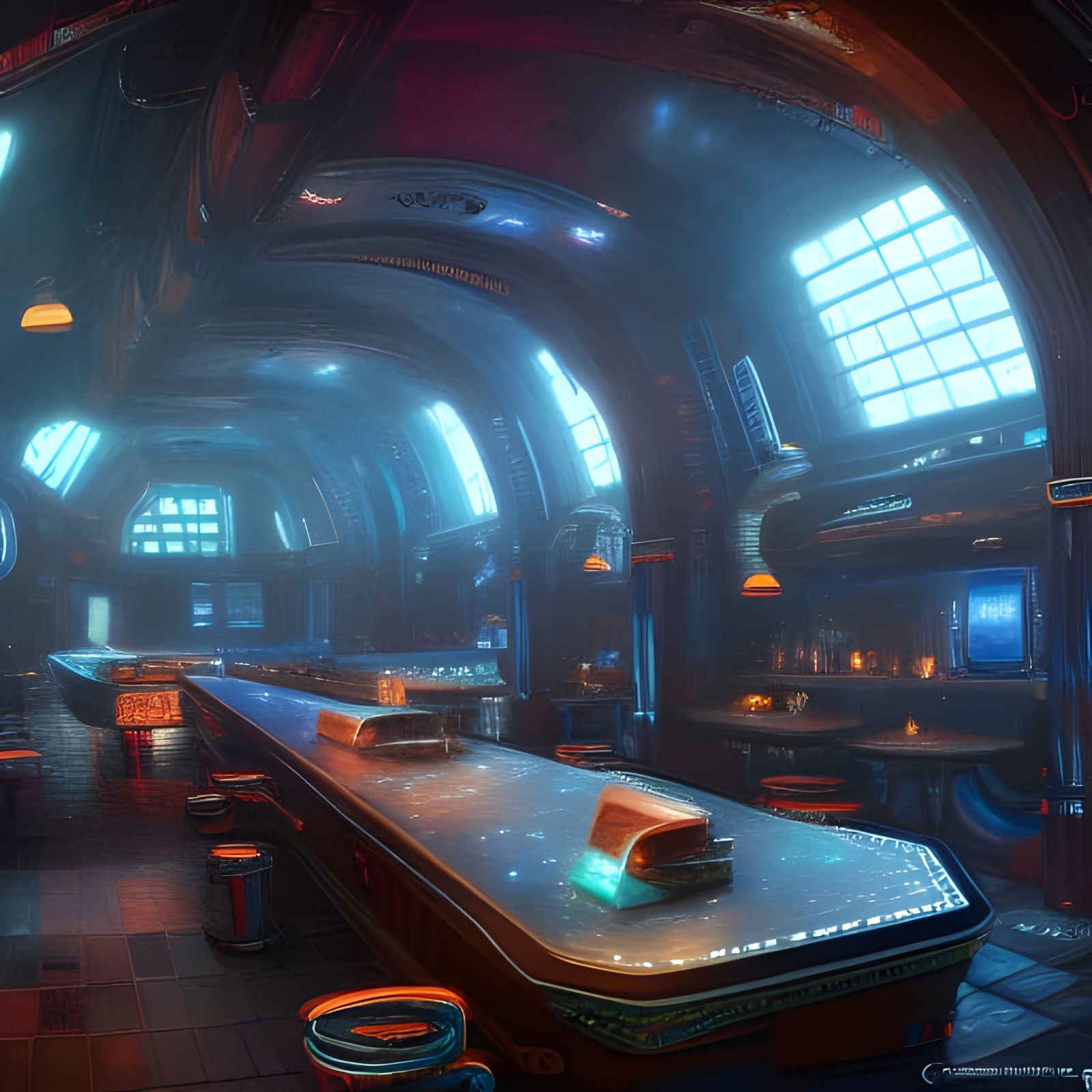 Imperial Space Bar Interior in Detailed Matte Painting