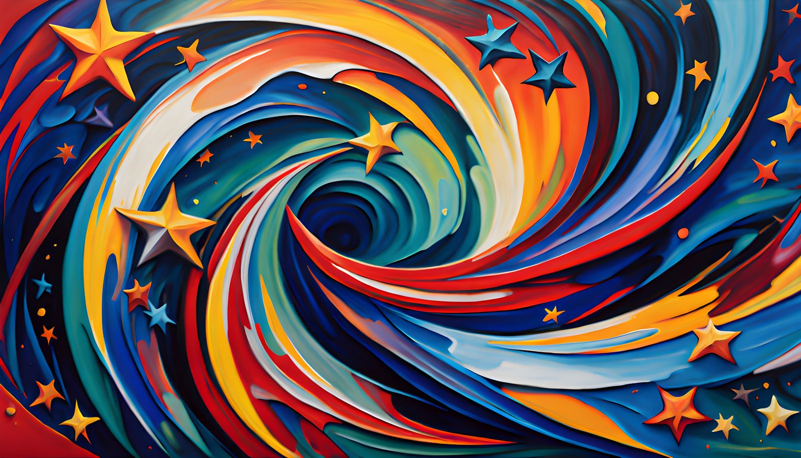 Cosmic Whirlpools in Vibrant Impasto