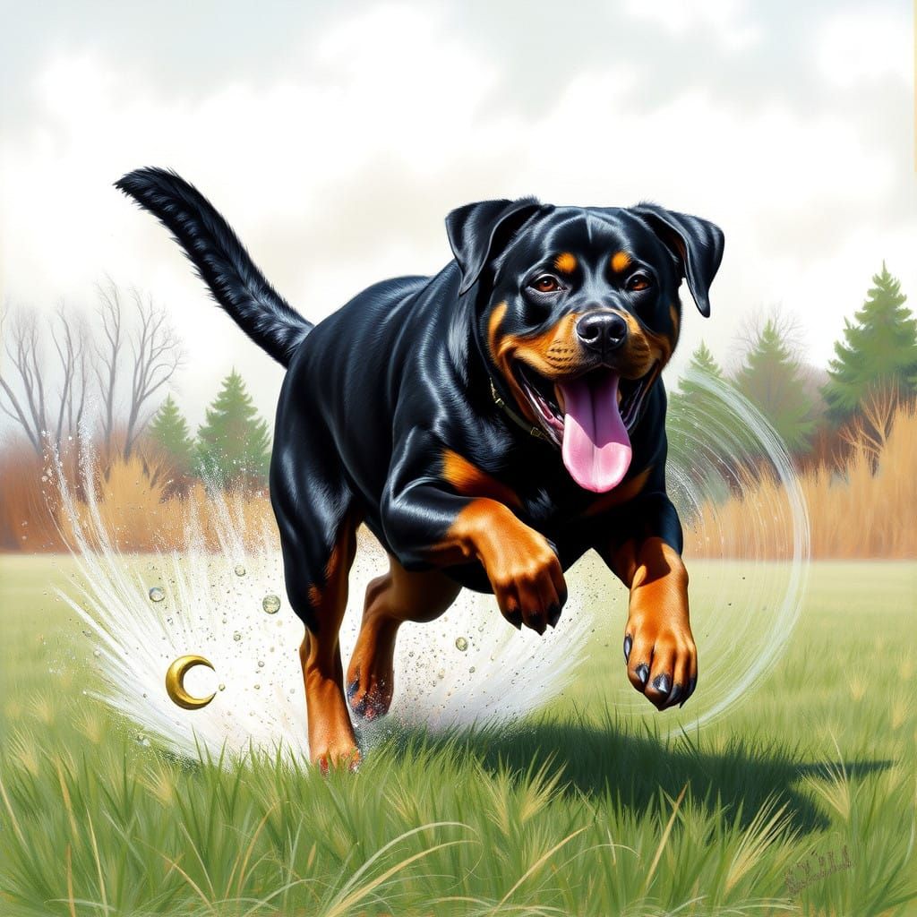 Fearless Rottweiler in Dynamic Action
