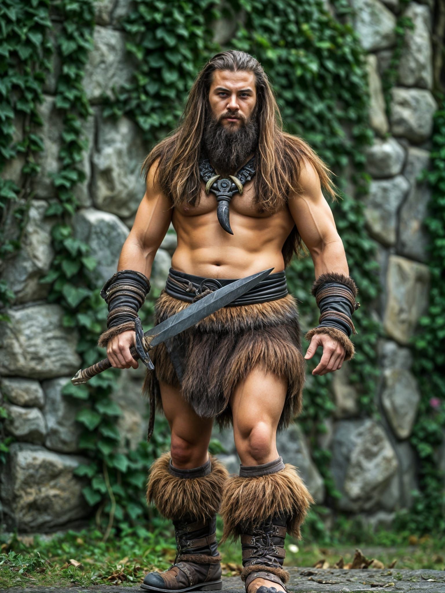 Barbarian Warrior in Ancient Setting