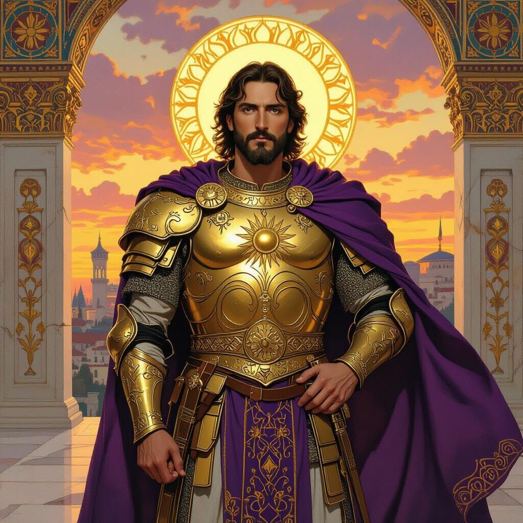 Byzantine Emperor in Golden Armor at Constantinople