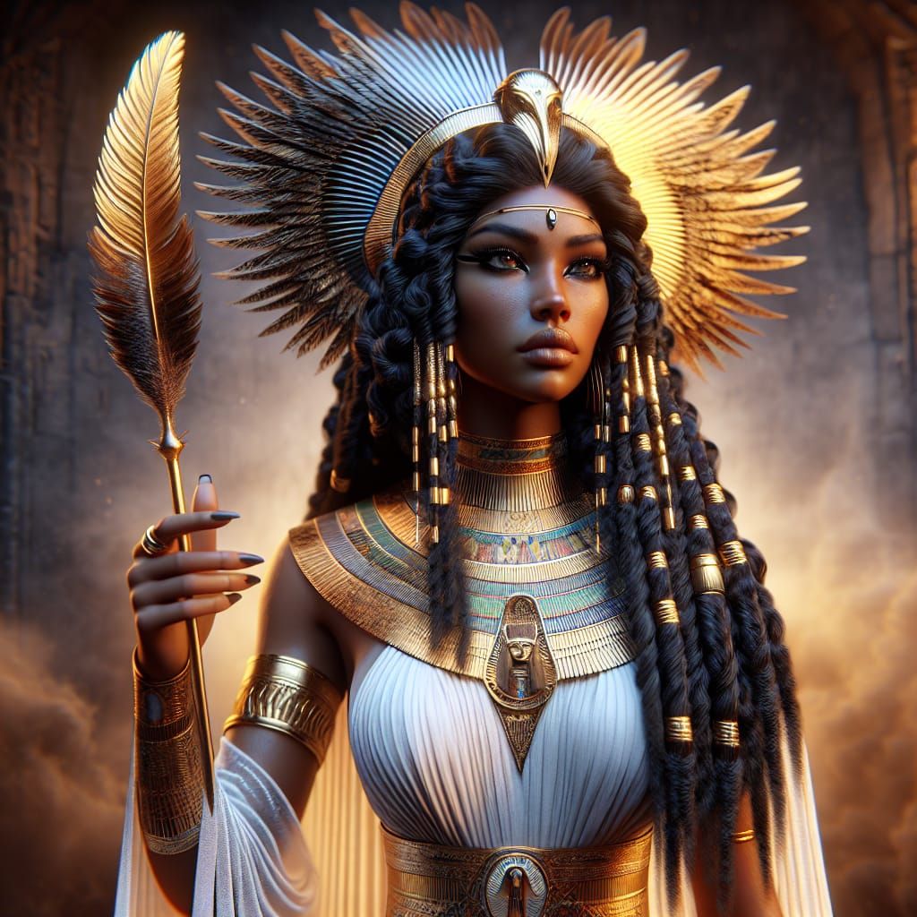 Ancient Egyptian Goddess of Truth in Vibrant Fantasy Art