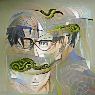 Anime Man with Glasses and Snake