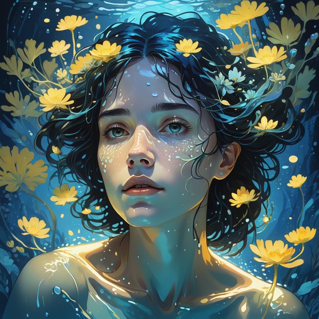 Ethereal Nighttime Portrait in Vibrant Colors