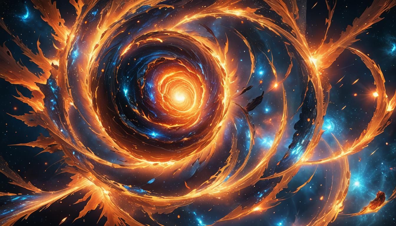 Fiery Meteor Bursts Through Swirling Galaxies