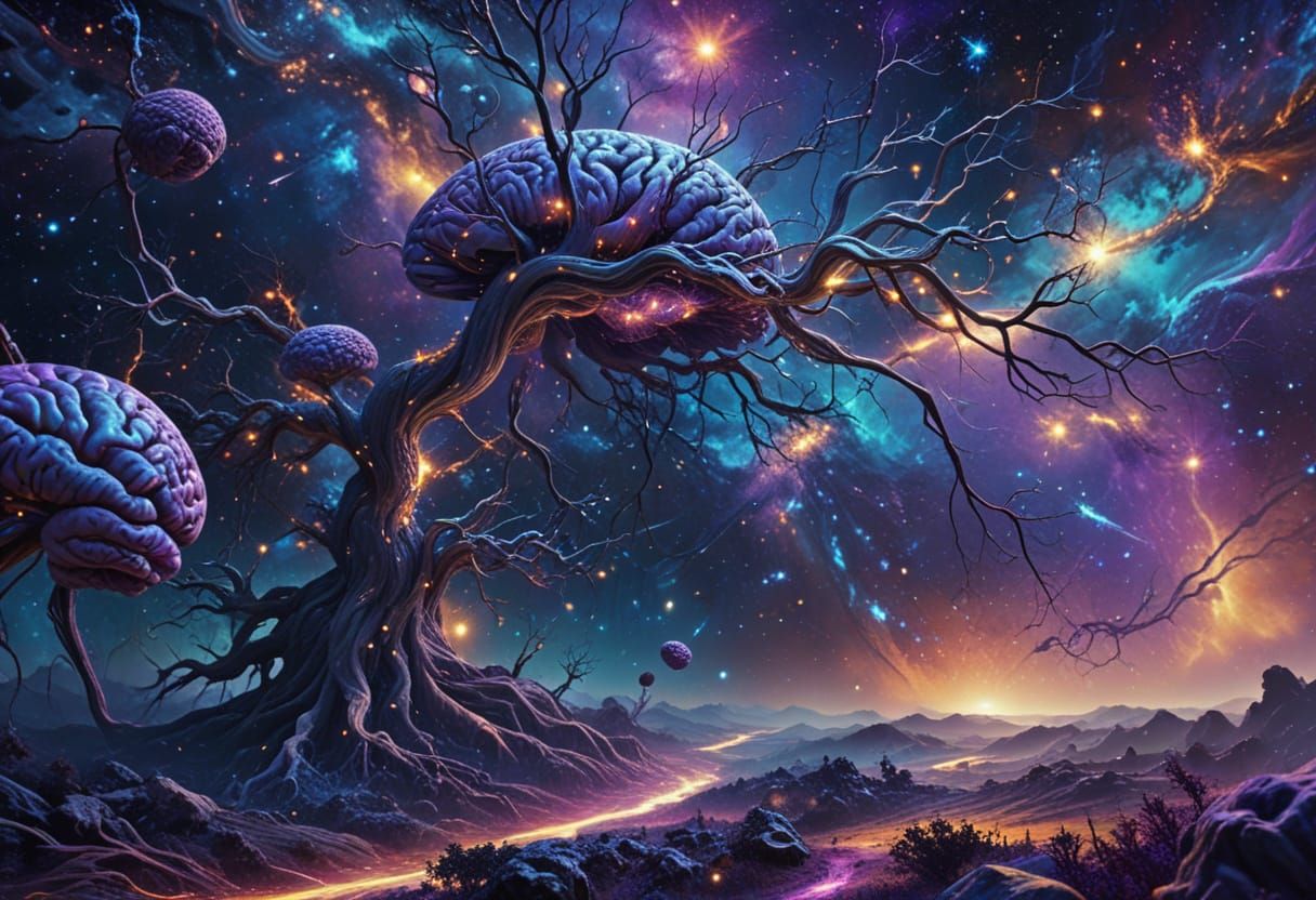 Surreal Galaxy Brain Streams in Digital Art
