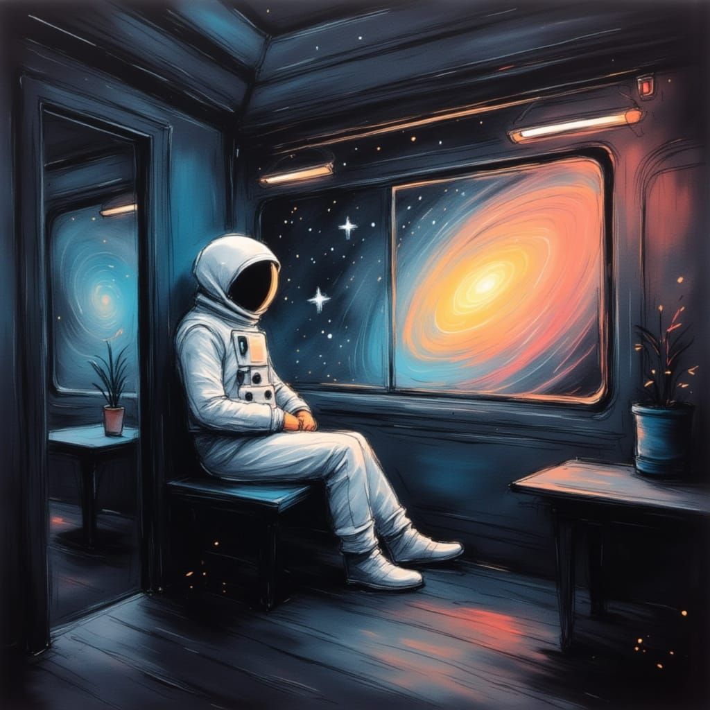 Astronaut on a Galaxy Train Ride