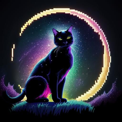 Elaborate, Vibrant 2048bit Pixel style art.A beautiful  blac...