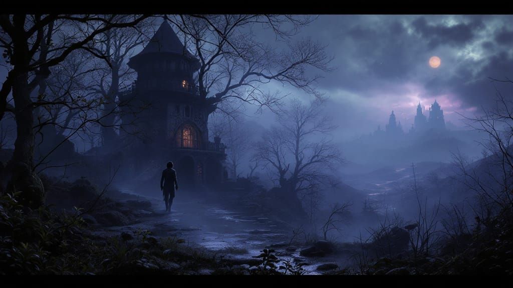 Dark medieval fantasy vista